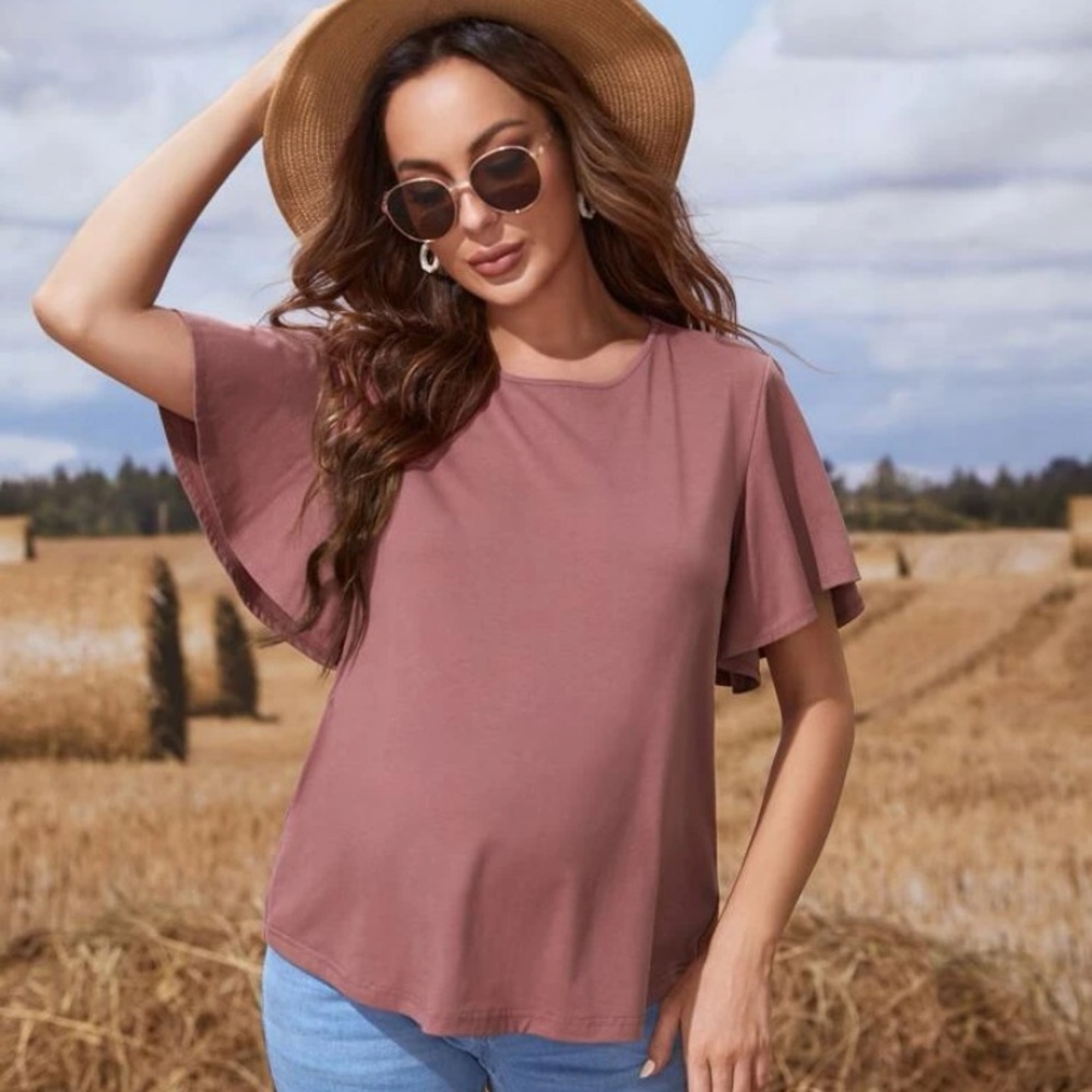 NWOT SHEIN Maternity Butterfly Sleeve Tee